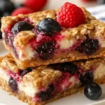 Berry Oatmeal Cheesecake Bars
