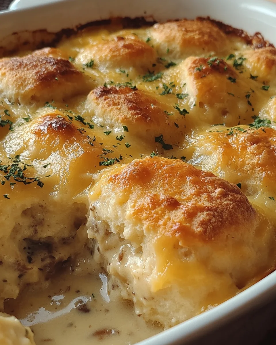 Biscuits Gravy Hashbrown Casserole