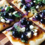 Blueberry, Feta and Honey-Caramelized Onion Naan Pizza
