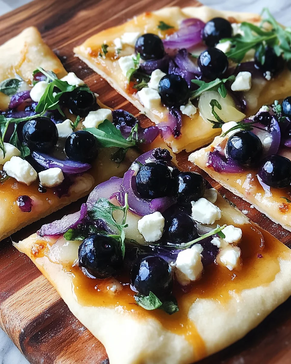 Blueberry, Feta and Honey-Caramelized Onion Naan Pizza