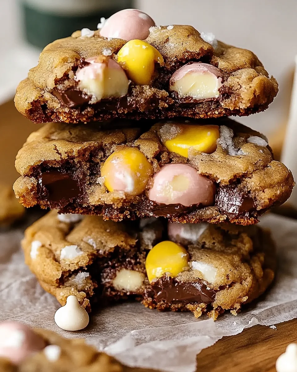 Brown Butter Cadbury Creme Egg Chocolate Chip Cookies