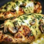Cheesy Garlic Butter Mushroom Stuffed Chicken
