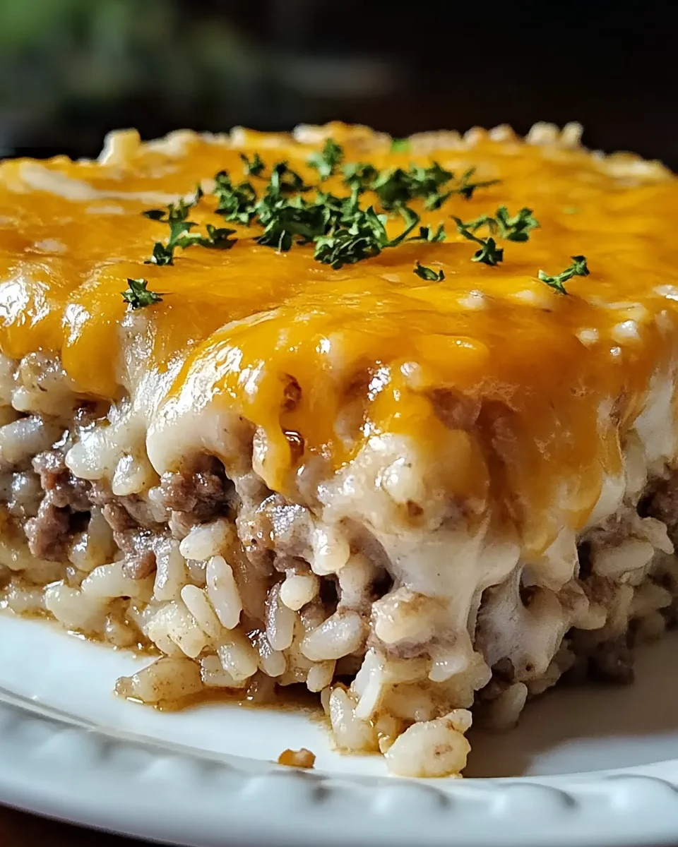 Cheesy Ground Beef Rice Casserole