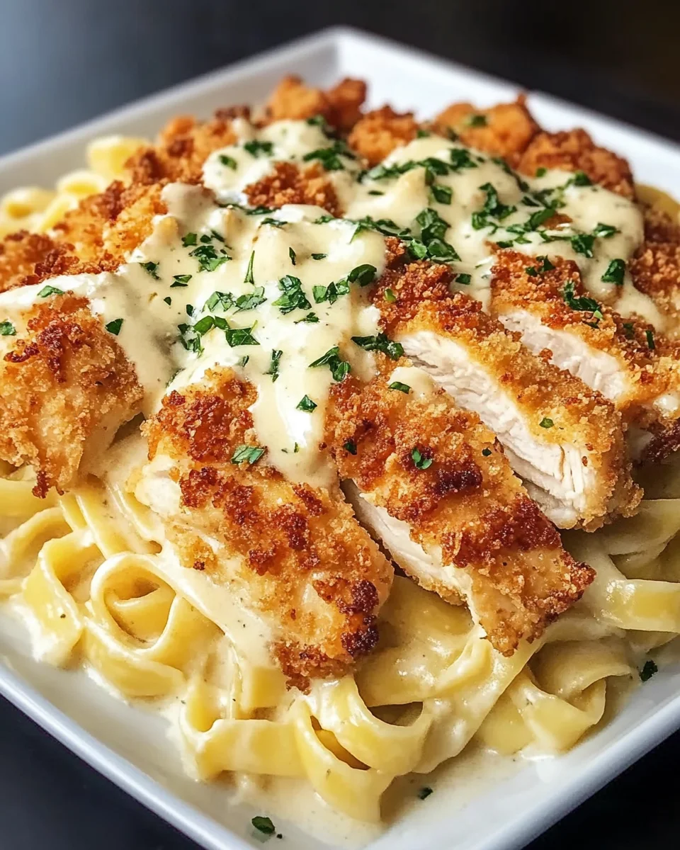 Crispy Chicken Fettuccine Alfredo
