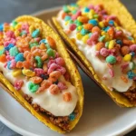 Fruity Pebbles Cheesecake Tacos