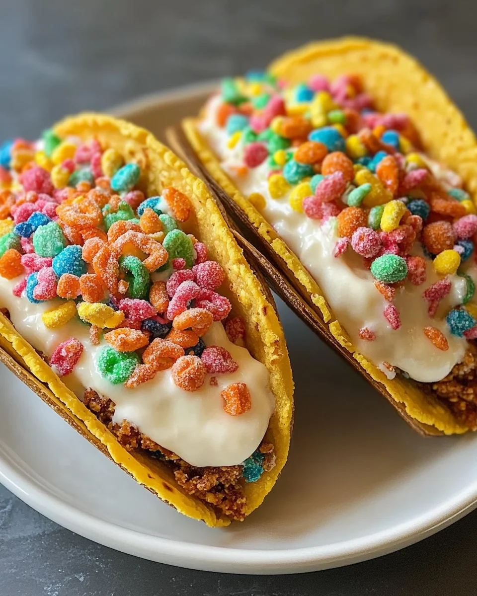 Fruity Pebbles Cheesecake Tacos