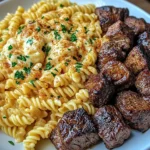 Garlic Butter Steak Bites & Cajun Alfredo Pasta
