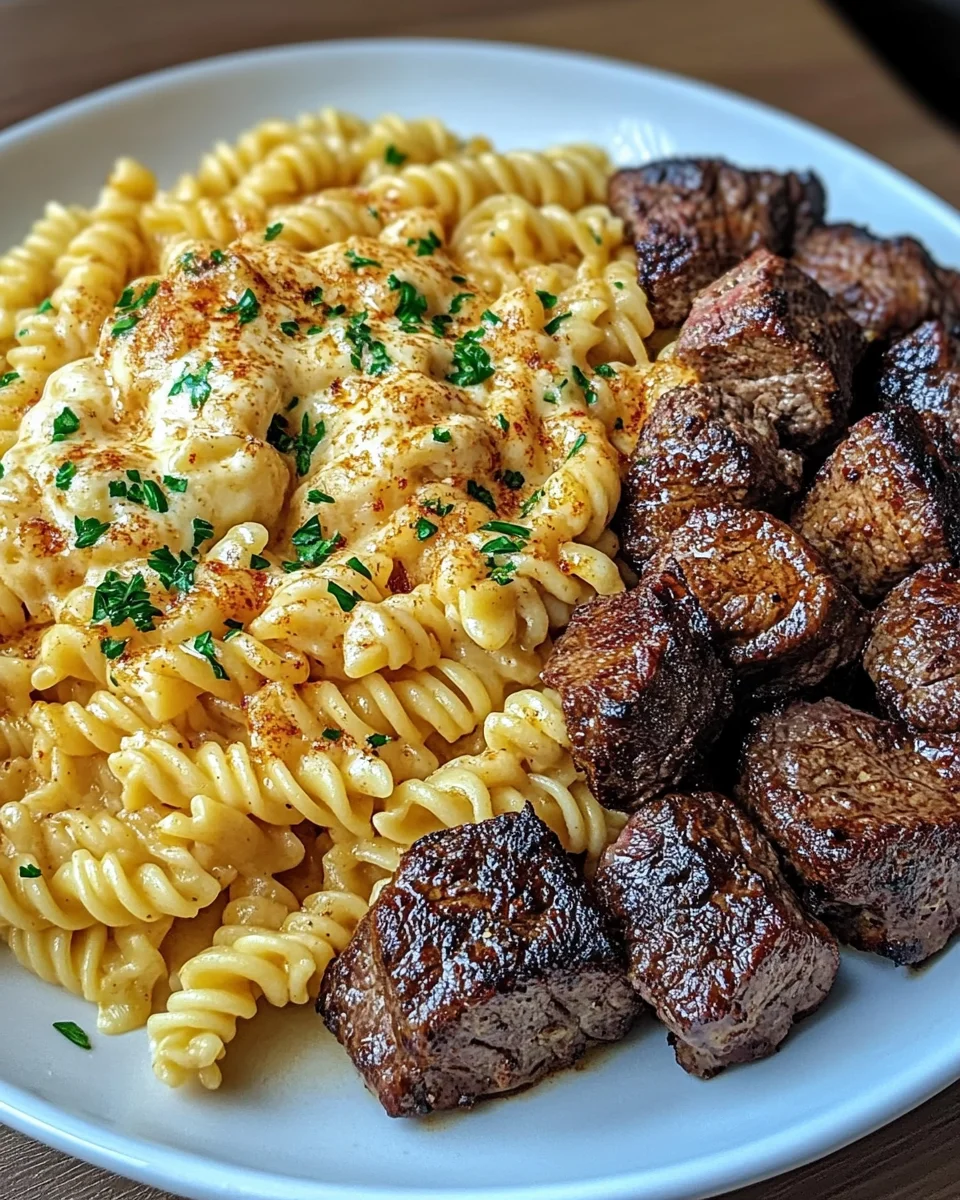 Garlic Butter Steak Bites & Cajun Alfredo Pasta