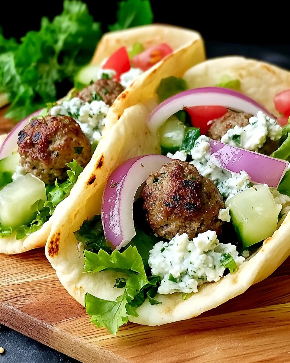 Greek Meatball Pitas