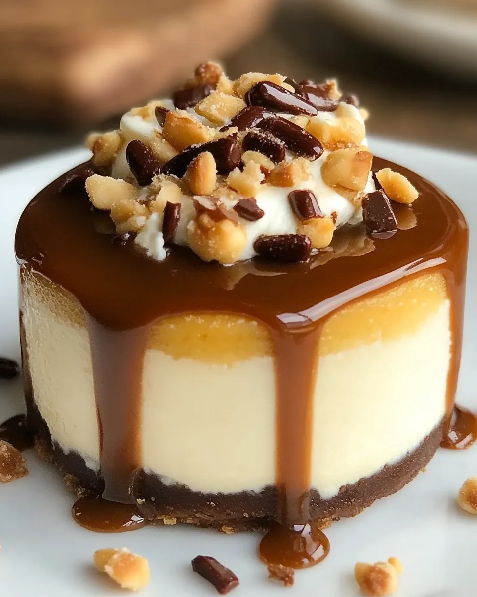 No Bake Turtle Mini Cheesecakes