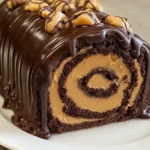 Peanut Butter Cup Chocolate Roll Cake