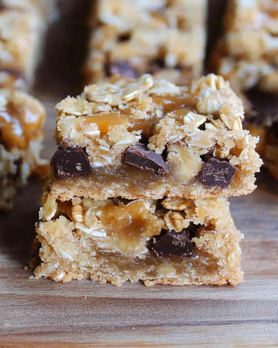 Caramel Oat Chocolate Chunk Shortbread Bars