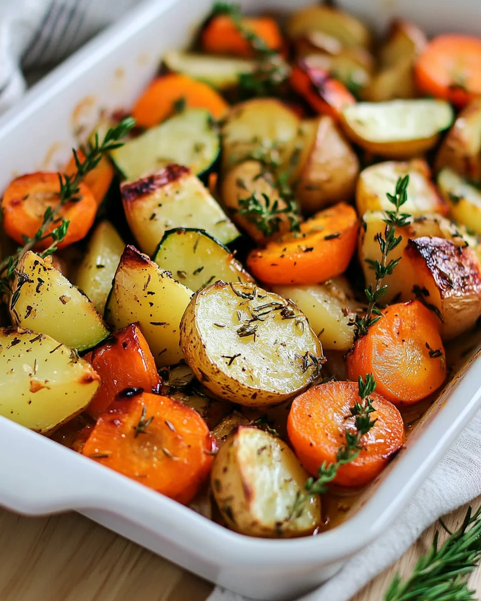 Garlic Herb Roasted Potatoes Carrots and Zucchini