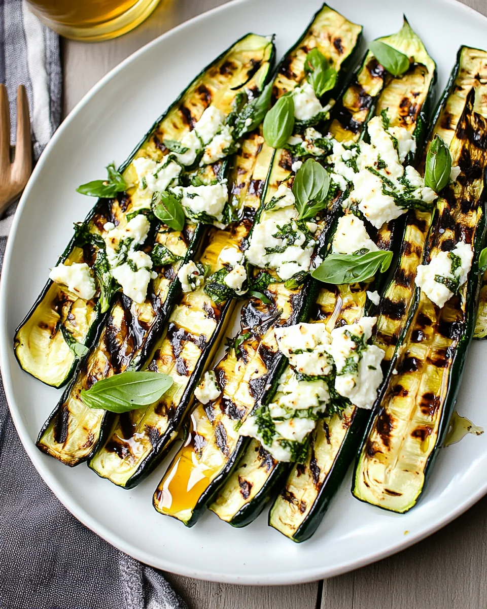 Grilled Zucchini With Goat Cheese, Basil & Honey