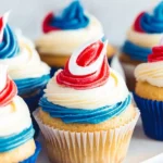 Red White and Blue Funfetti Cupcakes for 4th of July