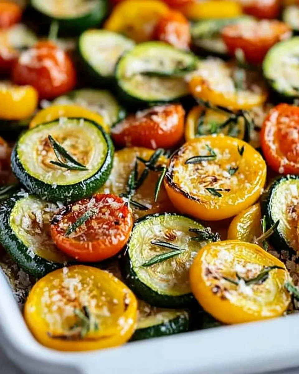 Roasted Garlic-Parmesan Zucchini Squash and Tomatoes Recipe