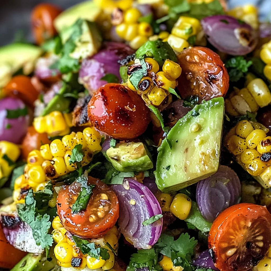 Charred Corn Avocado Salad with Roasted Red Onions