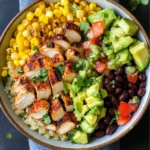 Grilled Chicken Burrito Bowls with Avocado Salsa