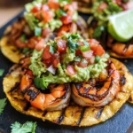 Grilled Shrimp Tostadas with Guacamole & Pico de Gallo