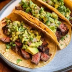 Grilled Steak Tacos with Avocado Salsa
