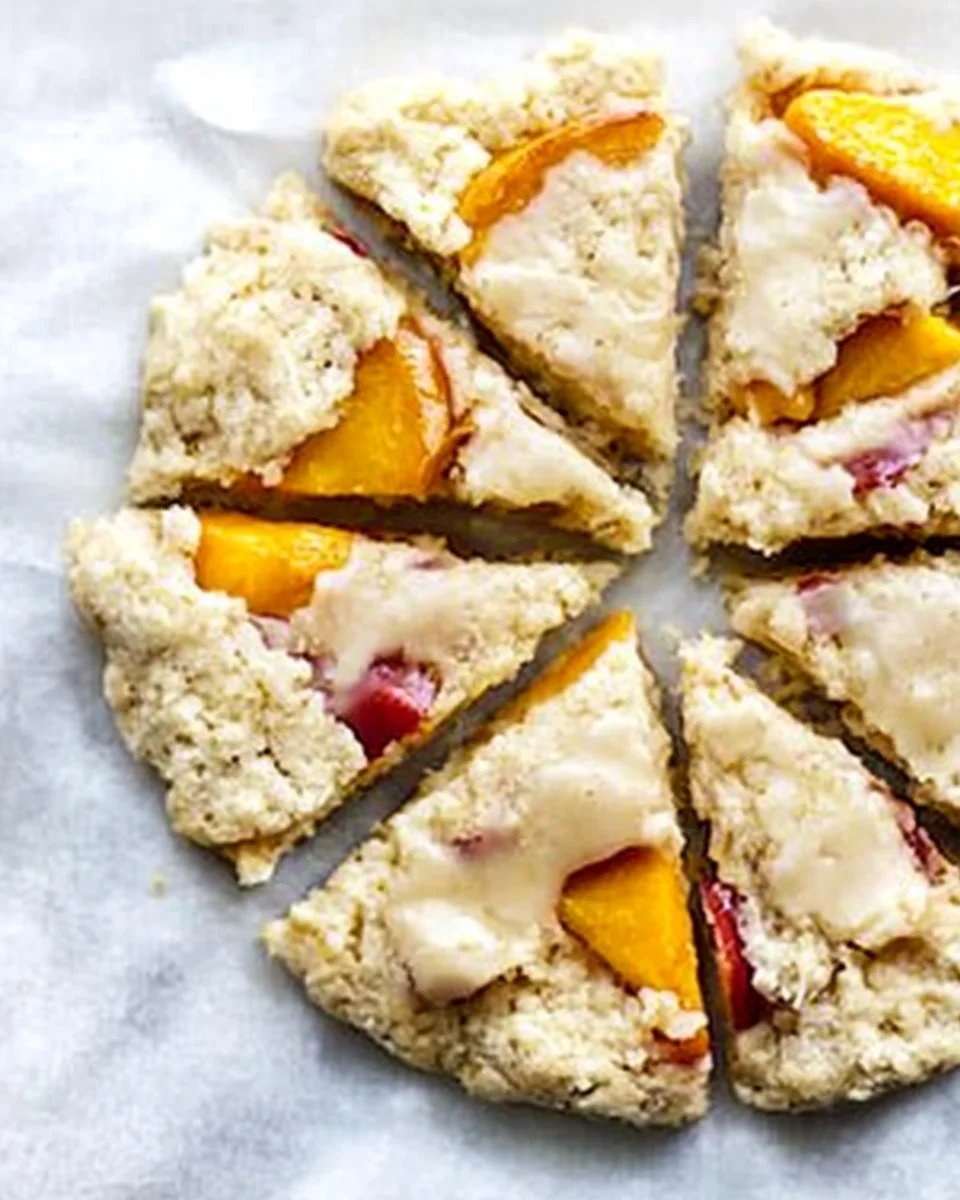 Peach Scones with Honey Vanilla Glaze