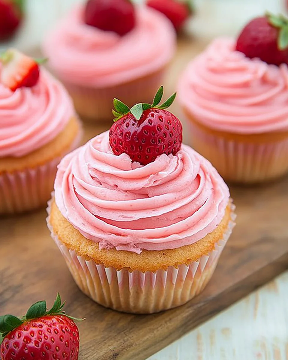 Strawberry Cupcakes with Strawberry Buttercream Frosting