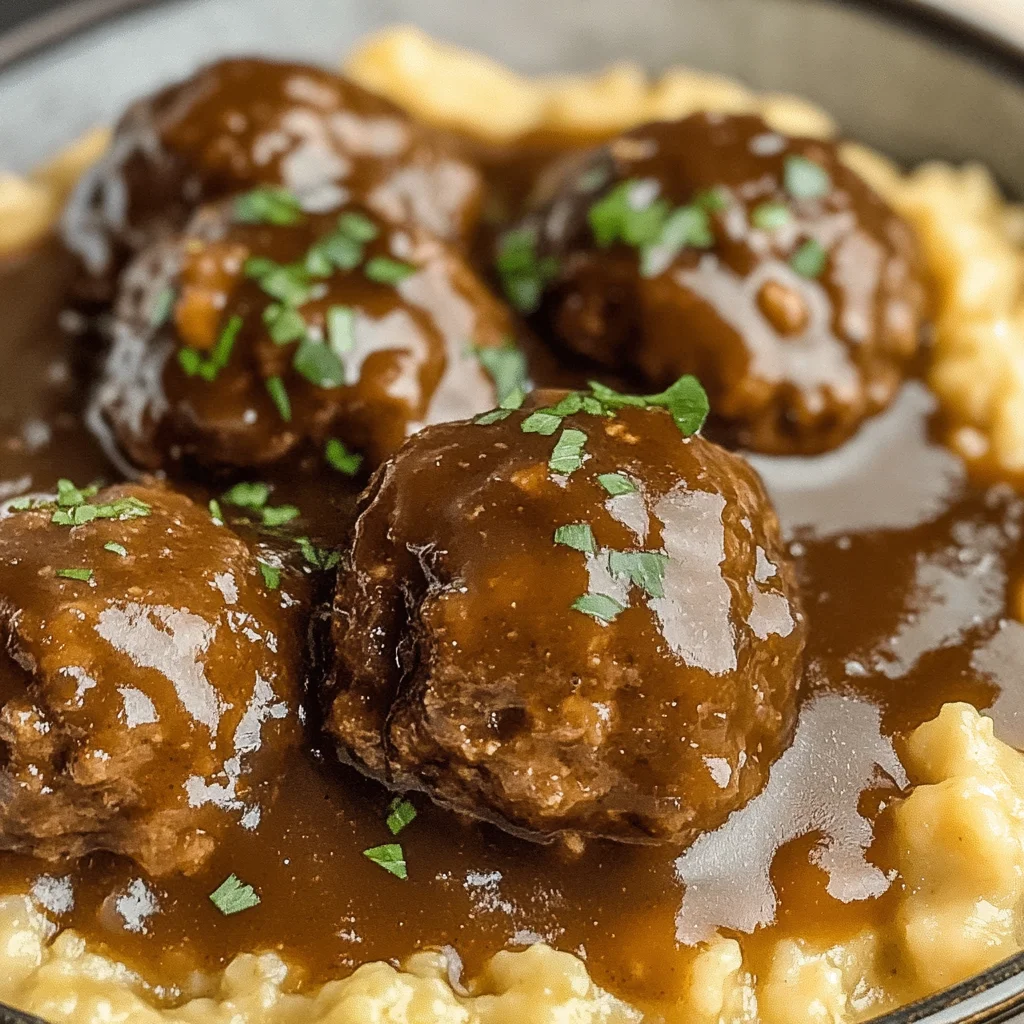 Tasty Slow Cooker Salisbury Steak Meatballs Recipe