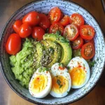 Avocado & Soft-Boiled Egg Bowl with Cherry Tomatoes & Sesame