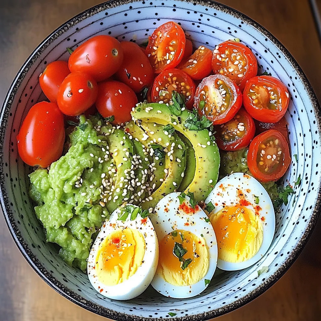 Avocado & Soft-Boiled Egg Bowl with Cherry Tomatoes & Sesame