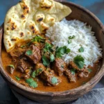 Beef Coconut Curry with Fragrant Rice and Warm Naan
