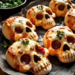 Cheesy Halloween Pizza Skulls