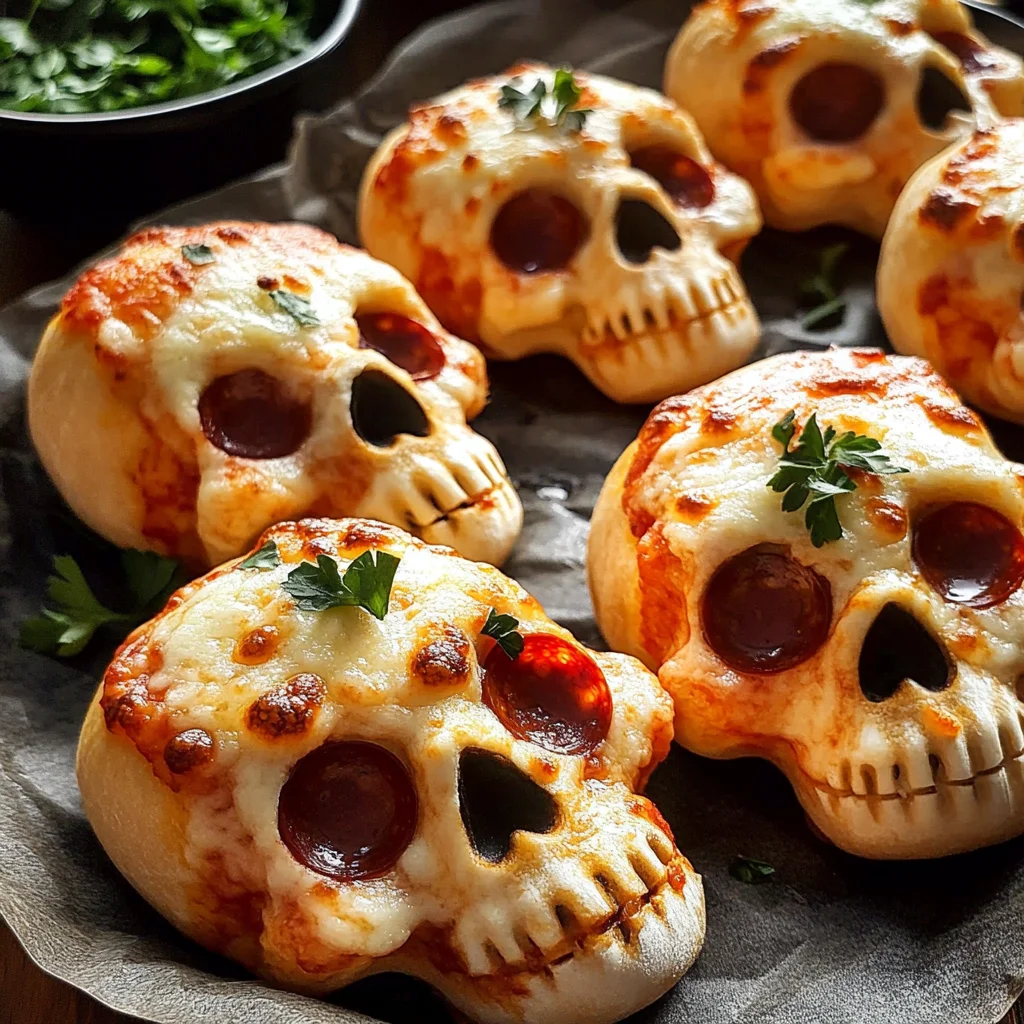 Cheesy Halloween Pizza Skulls