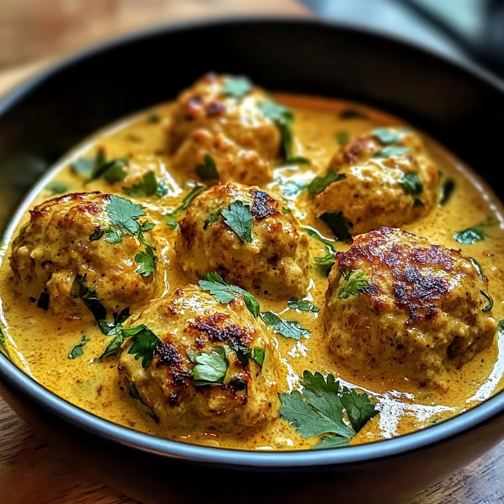 Chicken Meatballs in Coconut Curry Sauce
