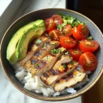 Chicken & Avocado Rice Bowl with Cherry Tomatoes