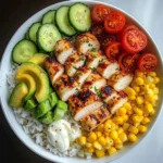 Chicken and Veggie Rice Bowl with Mozzarella