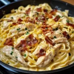 Creamy Lemon-Garlic Chicken Bacon Fettuccine