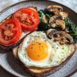 Creamy Tomato & Mushroom Toast Plate with Jammy Eggs & Spinach