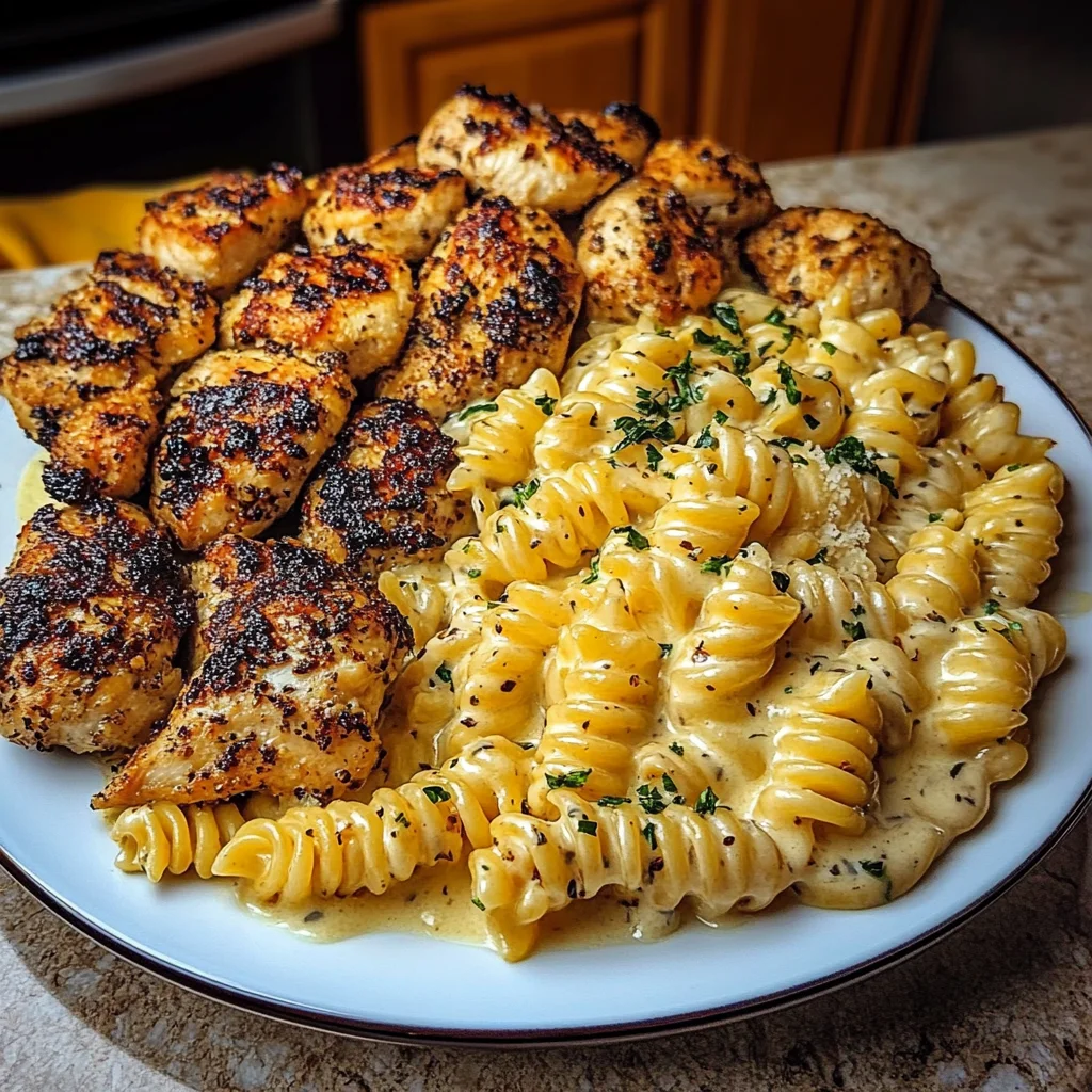 Garlic Parmesan Chicken with Velveeta Rotini Alfredo