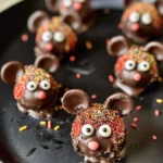 Halloween Dessert - Strawberry and Chocolate fudge mice