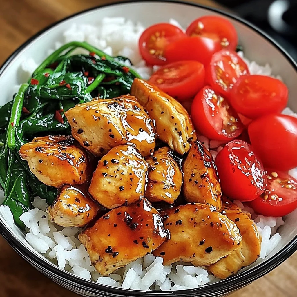 Honey Pepper Chicken Rice Bowl with Fresh Veggies