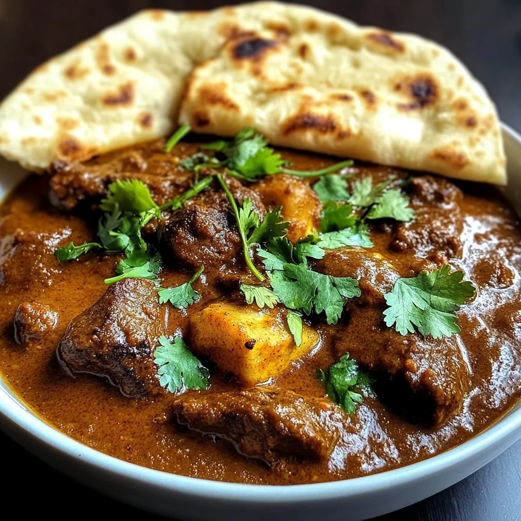 Indian-Style Beef Curry with Homemade Garlic Naan