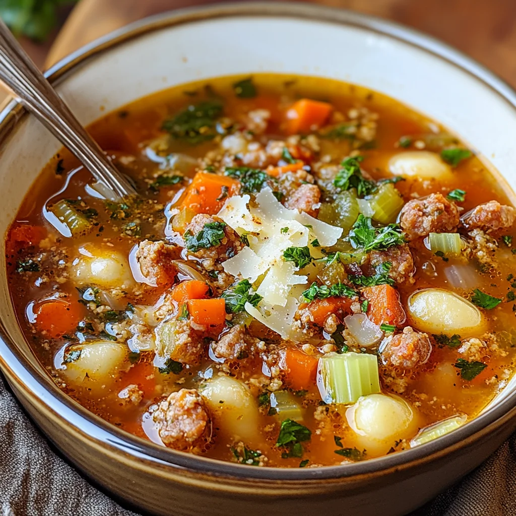 Italian Vegetable Soup with Spicy Sausage