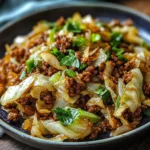 Mongolian-Style Ground Beef Stir-Fry with Crispy Cabbage