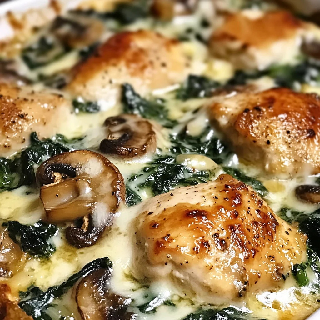 Chicken, Spinach, and Mushroom Low Carb Oven Dish