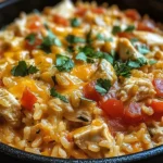 One Pot Queso Chicken and Rice : Easy Comfort Food