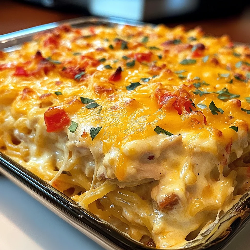 Spicy Southern Cheesy Chicken Spaghetti Casserole