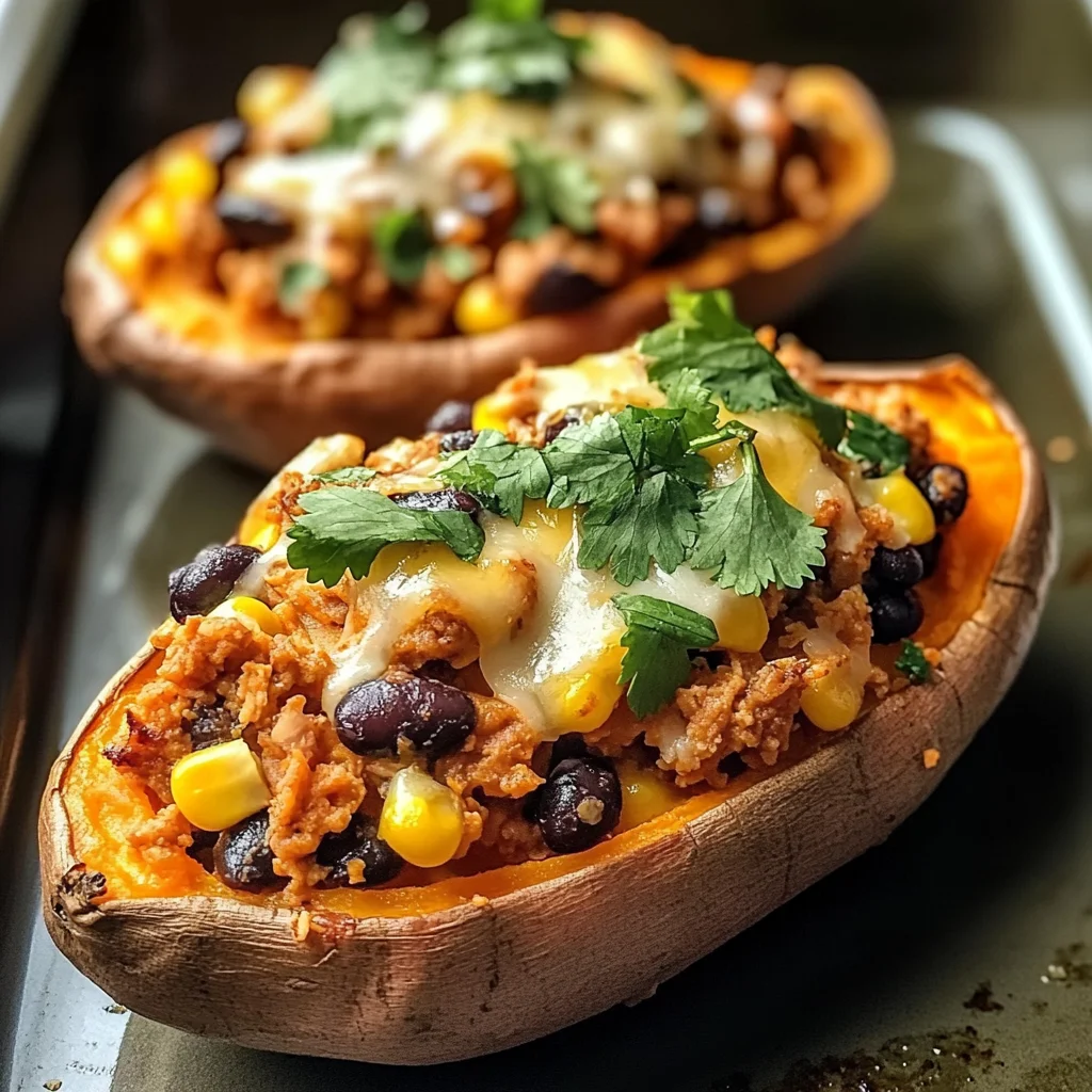 Stuffed Sweet Potatoes with Spiced Turkey and Black Beans